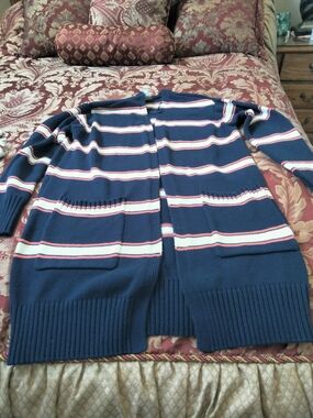 St. John's Bay Navy Striped Open-Front Cardigan